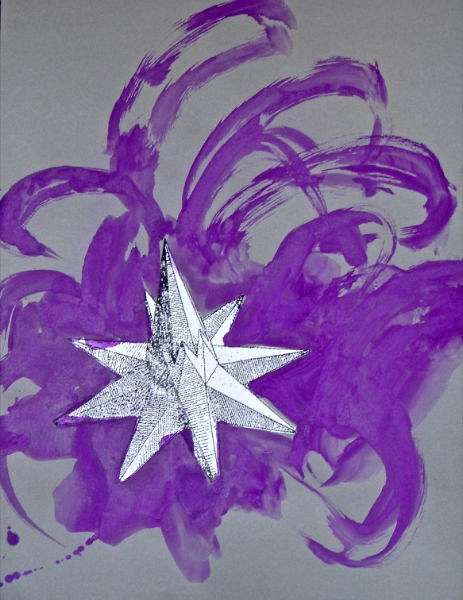 Supernova, acrylic and silkscreen ink on paper, 65x50cm