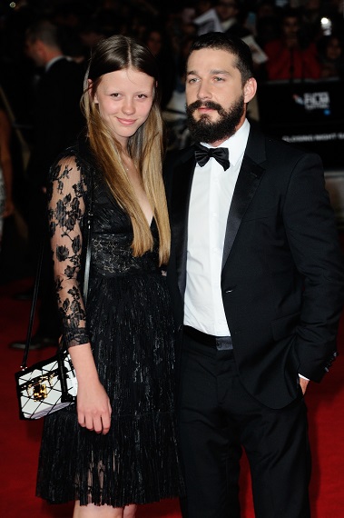 Shia LaBeouf and Mia Goth attending the Fury Premiere and Closing Ceremony for the BFI London Film Festival at Odeon Leicester Square in London, UK, on October 19, 2014. Photo by Aurore Marechal/ABACAPRESS.COM | 471723_023 Londres London Royaume Uni United Kingdom